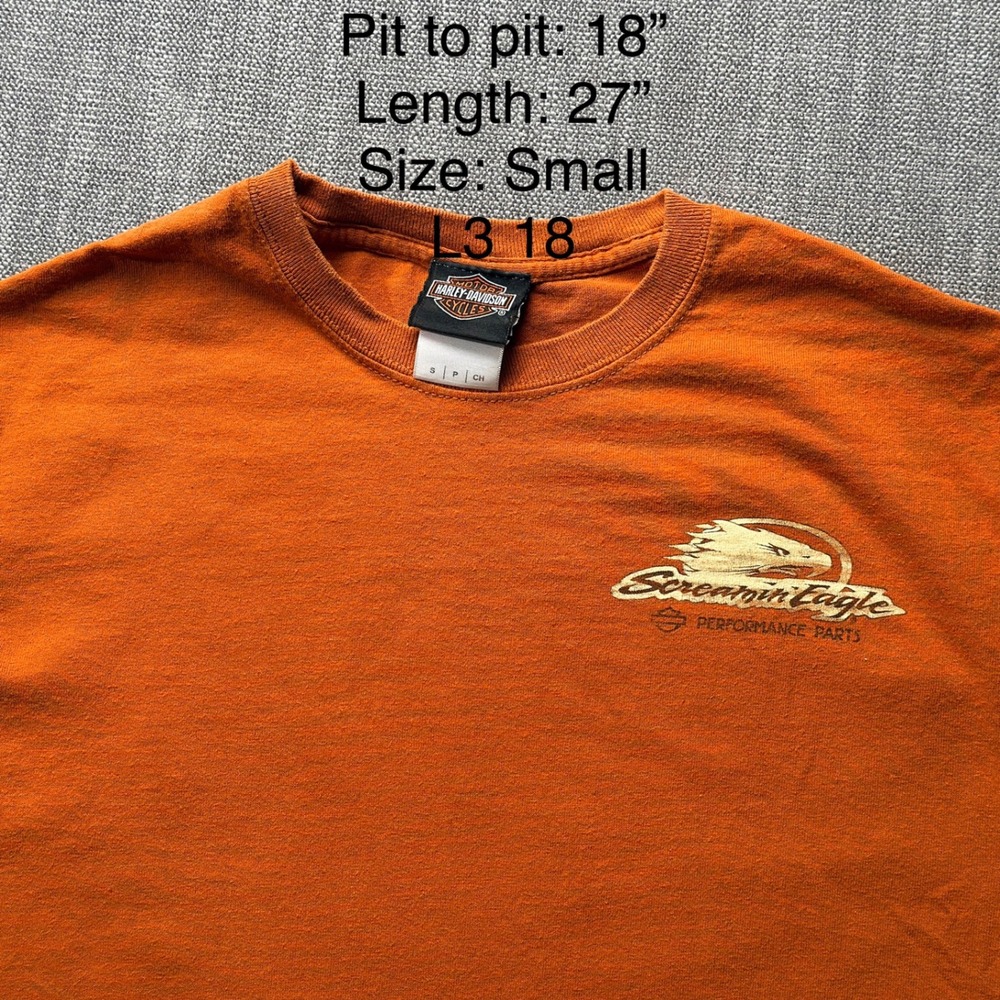 Harley Davidson Screamin Eagle Performance Parts Orange T Shirt Men's Small  Tee - Picture 4 of 4